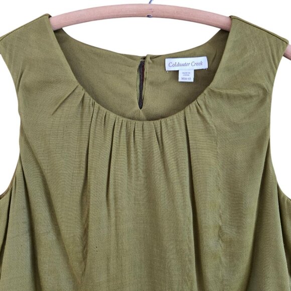Coldwater Creek Womens Olive Green Sleeveless Round Neck Blouse Medium - Picture 3 of 8